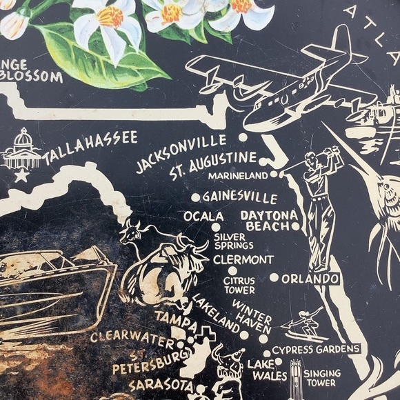 Restyled Repurposed Vintage Florida Souvenir Magnetic Tray & 3 Magnets 1950’s - Picture 8 of 12